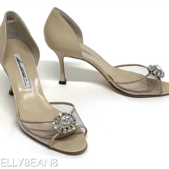 BRIAN ATWOOD Clear & Nude D'Orsay Heels Prom Pumps w CRYSTALS 38 7.5 8 - Picture 4 of 9